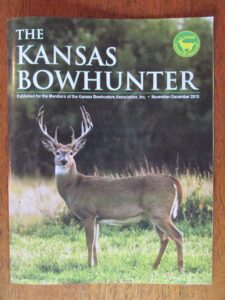 The Kansas Bowhunters Magazine Cover with a Buck located on the front cover.